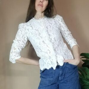 Vintage 90s Lace Jacket Top XS S